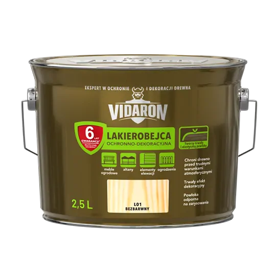 Lakova lazúra VIDARON L01 bezfarebná 2,5l