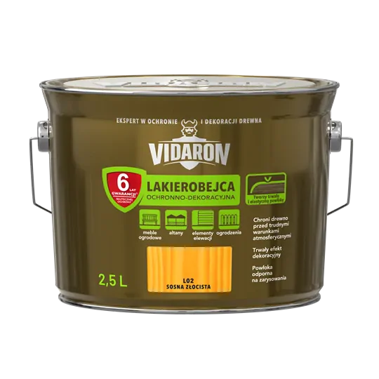 Lakova lazúra VIDARON L02 zlatá borovica 2,5L