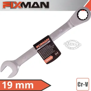 Kľúč plocho-očkový račňový 19mm CrV