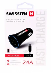 SWISSTEN adapter 2xUSB, 2,4 A + kábel USB/micro USB