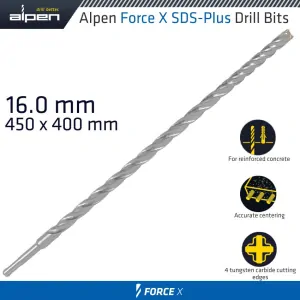 Vrták Alpen Force X 16.0 450/400 Sds-Plus X4 rezné hrany