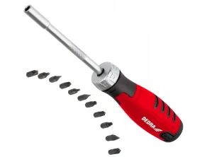 Skrutkovač s račňou a bitmi 12v1, oceľ CrV