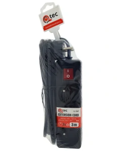 Predlžovací kábel čierny 3 zásuvky s vypínačom, 3m, Q-356F QTEC