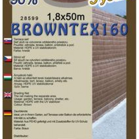 Sieť tieniaca Browntex-1,8x50m-hnedá-90%-1bal