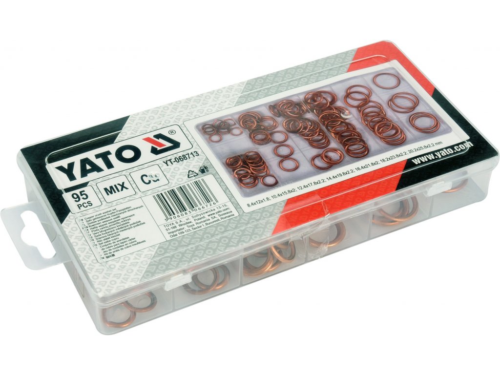 Sada fúkaných medených podložiek-95ks YATO