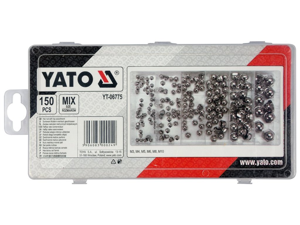 Sada klobúkových, metrických matíc 150ks YATO