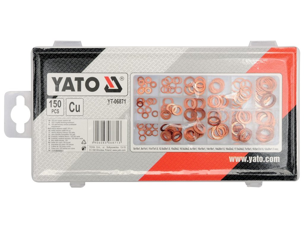Sada medených podložiek 150ks YATO