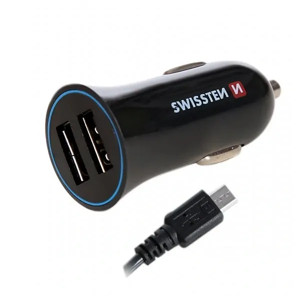 SWISSTEN adapter 2xUSB, 2,4 A + kábel USB/micro USB