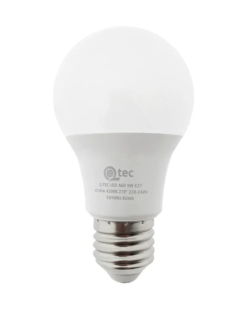 LED žiarovka Qtec 9W A60 E27 4200K