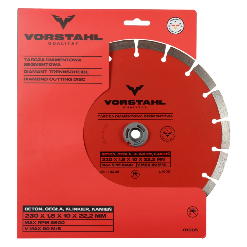 Segmentový diamantový kotúč rezný VORSTAHL 230x1,8x10x22,2mm