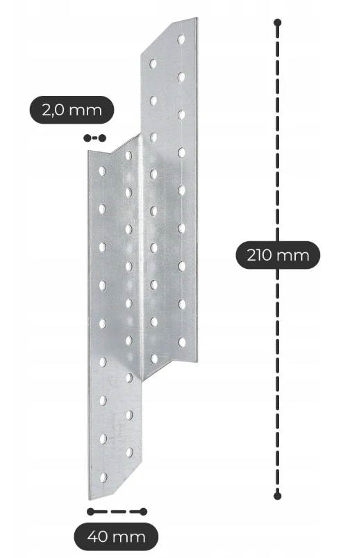 Spojka väznice krokvy-210mm-40x40x2mm ľava