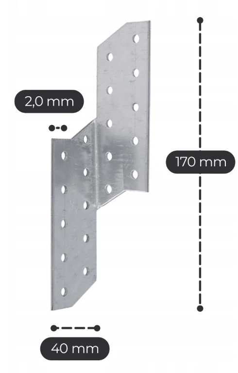 Spojka väznice krokvy-170mm-40x40x2mm Ľava