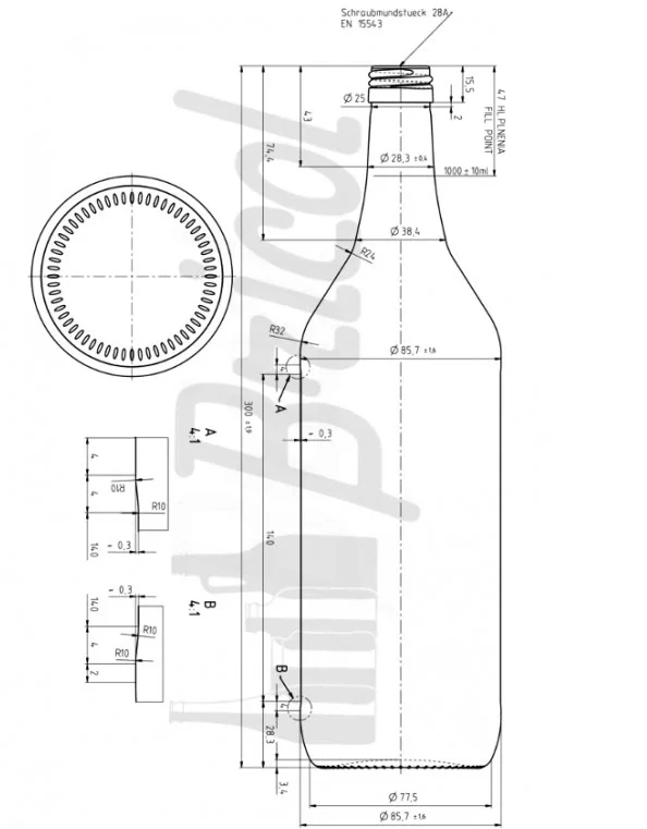 Fľaša Spirit New bezfarebná VE 1000ml