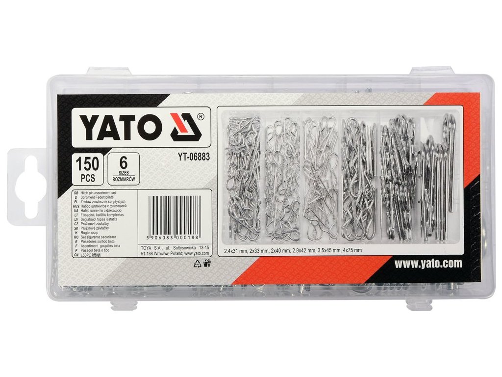 Závlačky pružinové sada 150ks-YATO