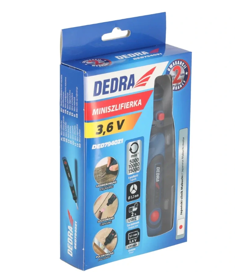 Minibrúska Dedra 3,6 V, bezdrôtová USB