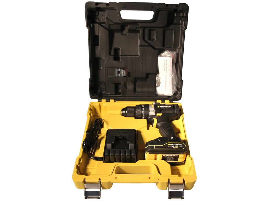 Akumulátorová vŕtačka s príklepom-Proteco-2-13mm-20V