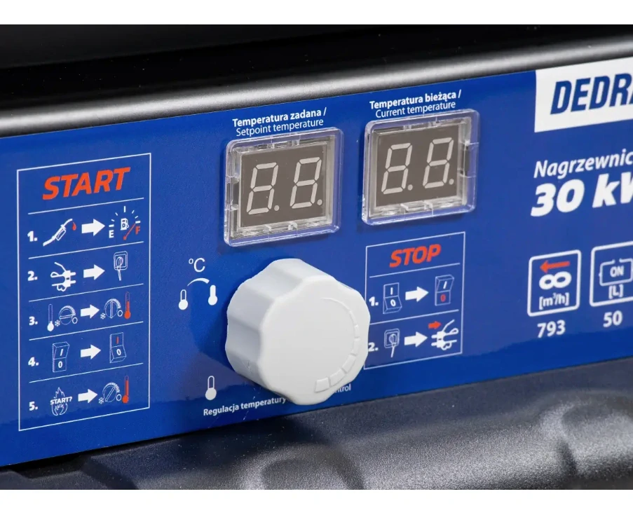 Naftový ohrievač s odsávaním a termostatom DEDRA 30kW
