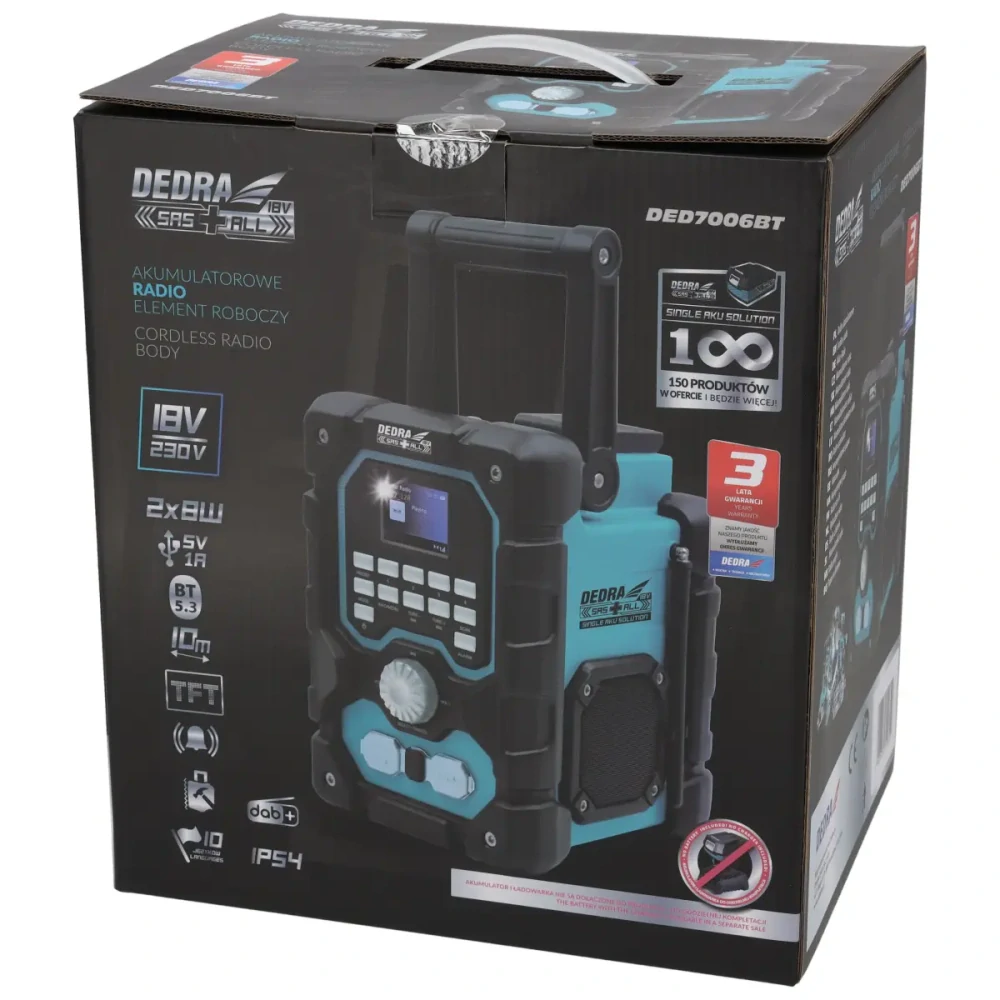 Akumulátorové rádio DAB+/FM 18 V Bluetooth USB