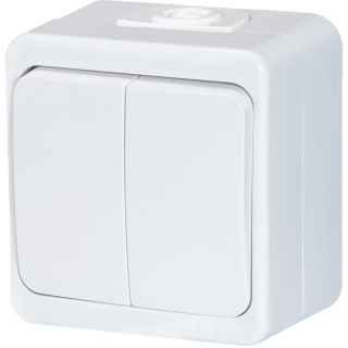 Vypinač dvojitý  biely S 10A 250V SMART ABEX IP 44