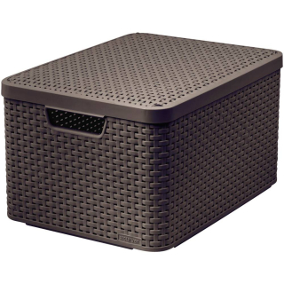 Kôš s vekom Rattan Style Dark Brown L CURVER