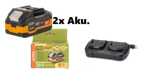 Nabíjačka +2 Akumulátory 20V/4 Ah PROCRAFT
