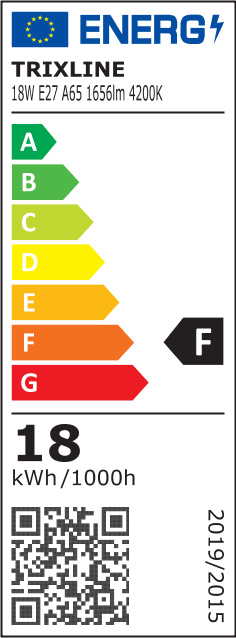 LED žiarovka Trixline 18W 1656lm E27 A65 neutrálna - energetický štítok